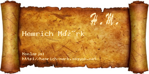 Hemrich Márk névjegykártya